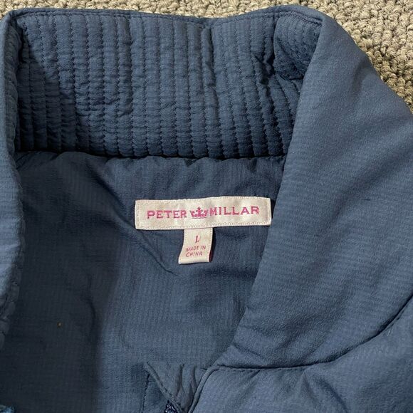 Peter Millar Vest Womens Size Large Navy Nylon Puffer Jacket Hi Neck Full Zip - Picture 3 of 8